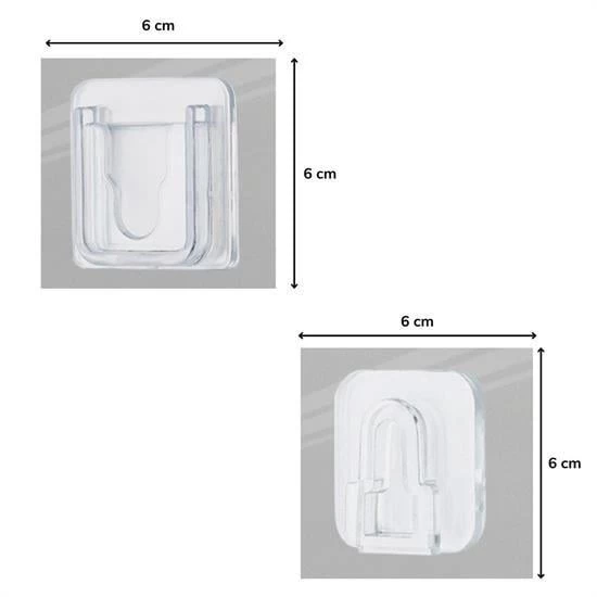 BUFFER® Eşya Sabitleme Askısı 10 Çift Şeffaf Çift Taraflı Yapışkanlı Geçmeli Klips - 5