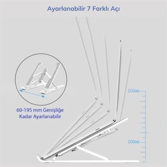 BUFFER® Ayarlanabilir Plastik Dizüstü Destek Tabanı Katlanabilir Taşınabilir Laptop Sehpası Yükselti - 9