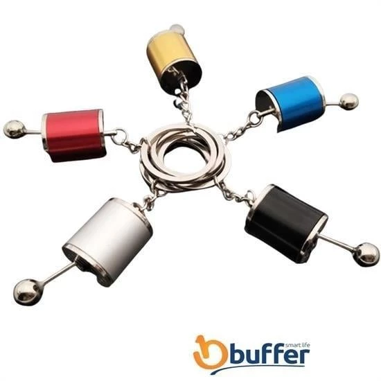 BUFFER® Hareketli Araba Vites Anahtarlık Altı Hız Manuel Vites Dişli Shifter Topuzu Metal Anahtarlık - 2
