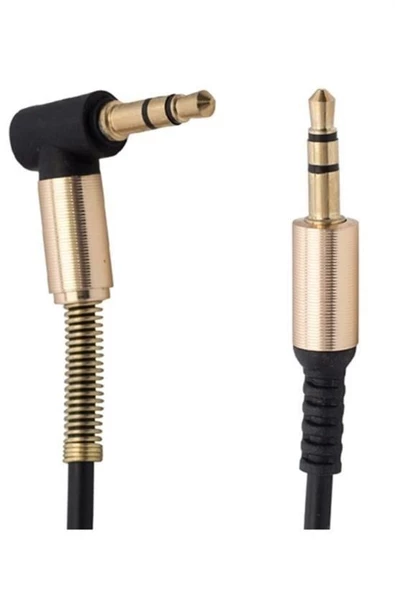 BUFFER® 35 Mm Metal Başlıklı Erkek/Erkek  L Uçlu Jack Girişli Aux  Stereo Ses Aktarma Kablosu - 5