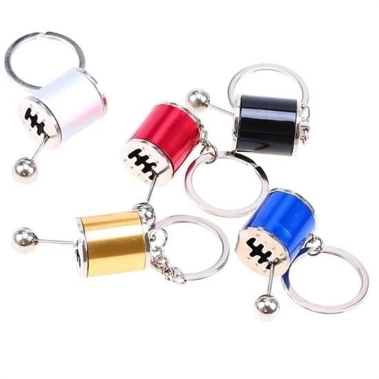 BUFFER® Hareketli Araba Vites Anahtarlık Altı Hız Manuel Vites Dişli Shifter Topuzu Metal Anahtarlık - 4