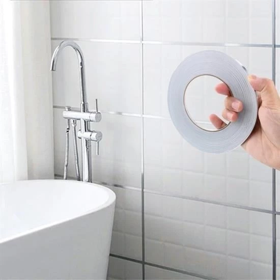 BUFFER® 50 Metre Fayans Arası Şerit Dekoratif Yapışkan Renkli Dekor Su Geçirmez Sızdırmaz Gümüş Bant - 5