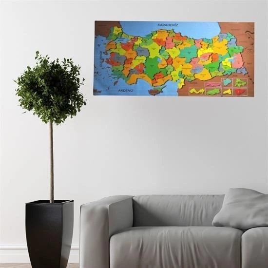 BUFFER® Renkli Türkiye Haritası Manyetik Yapıştırıcı Gerektirmeyen Duvar Stickerı 118 CM * 56 CM - 5