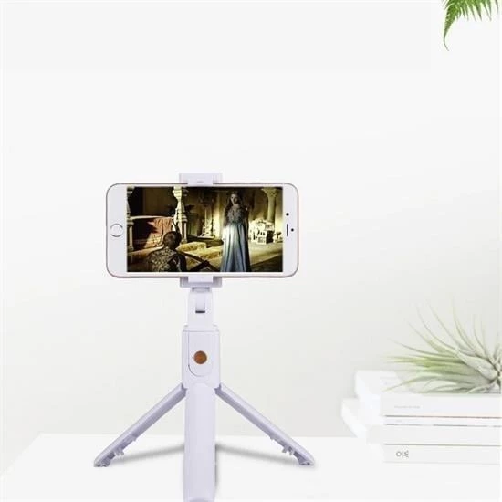 BUFFER® Sabitlenebilir Cep Telefon Tutucu  Ayarlanabilir Taşınabilir 3 Ayaklı Tripod Selfie Çubuğu - 2