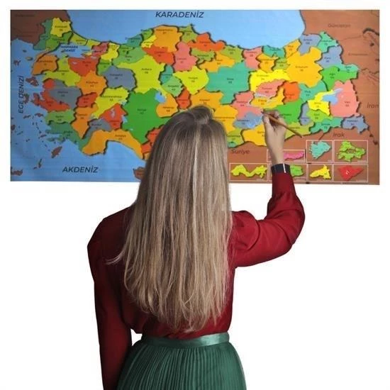 BUFFER® Renkli Türkiye Haritası Manyetik Yapıştırıcı Gerektirmeyen Duvar Stickerı 118 CM * 56 CM - 2