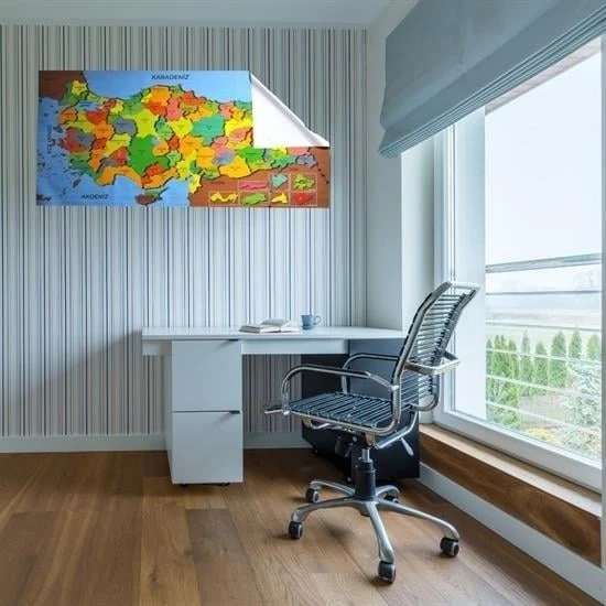 BUFFER® Renkli Türkiye Haritası Manyetik Yapıştırıcı Gerektirmeyen Duvar Stickerı 118 CM * 56 CM - 3