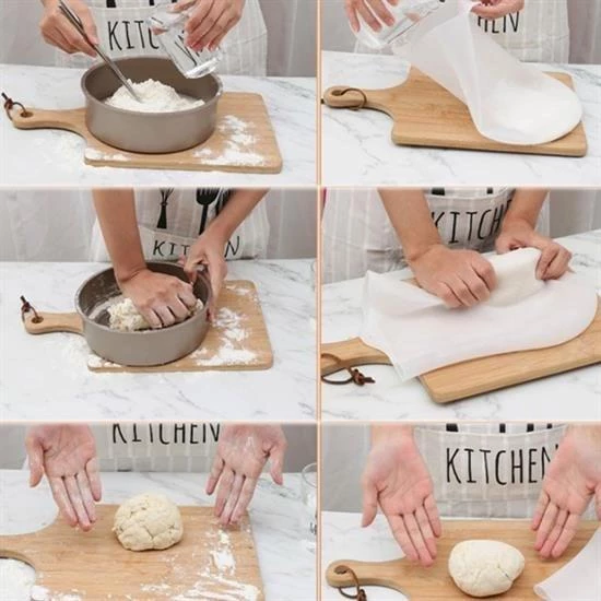 BUFFER® Orta Hamur Torbası Silikon Şeffaf Hamur Yoğurma Torbası Ekmek Makarna Mantı  Hamuru Kolay Yo - 6