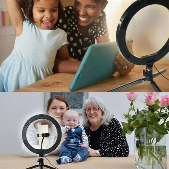 BUFFER® 10inç 26cm Youtube Instagram Tiktok Selfie  Stüdyo Video Fotoğraf Ring Light  Tripod Led Hal - 8