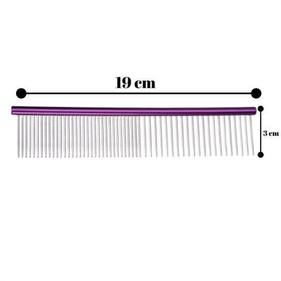BUFFER® Parlak Metal Köpek Tarağı Renkli Pet Köpek Pire Tımar Tarağı Köpek Tüyü Tarama - 3
