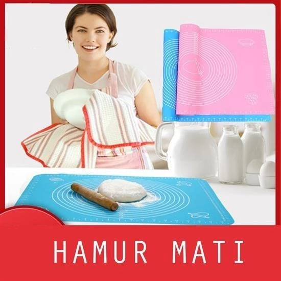BUFFER® 40*50 cm Silikon Ölçekli Kullanımı Kolay Hamur Açma Matı Ekmek Mantı Makarna Hamuru Yoğurma - 6