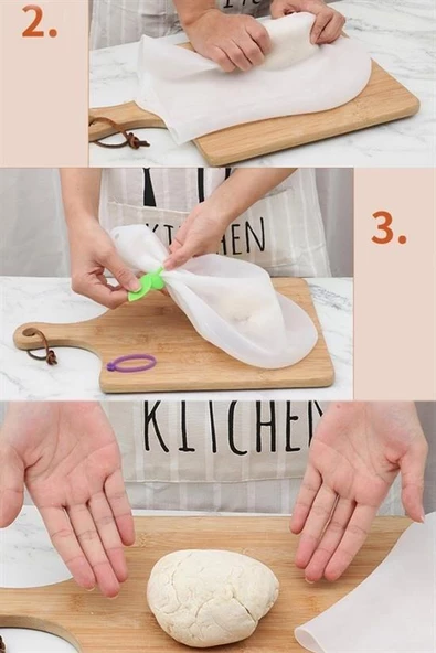 BUFFER® Orta Hamur Torbası Silikon Şeffaf Hamur Yoğurma Torbası Ekmek Makarna Mantı  Hamuru Kolay Yo - 10
