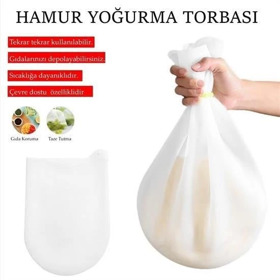 BUFFER® Orta Hamur Torbası Silikon Şeffaf Hamur Yoğurma Torbası Ekmek Makarna Mantı  Hamuru Kolay Yo - 3