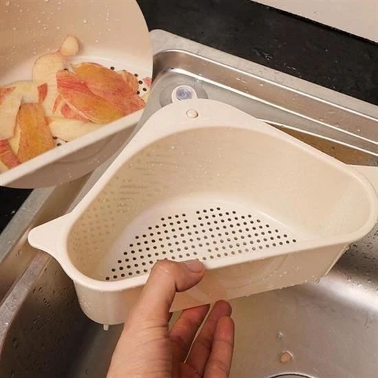 BUFFER® Vantuzlu Üçgen Sebze Meyve  Lavabo Raf Evye Süzgeç Sünger Tutucu Düzenleyici Mutfak Organize - 3