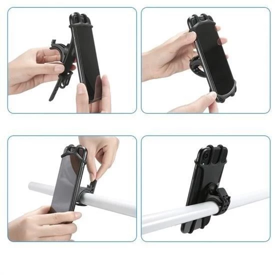 BUFFER® Universal Bisiklet Motosiklet Çocuk Arabası Silikon 360 Derece Telefon Tutucu Tüm Modellerle - 5