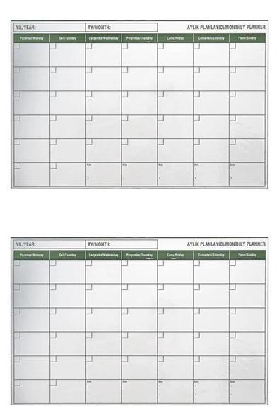 BUFFER® Manyetik Yapışkanlı Bir Aylık Program Planlayıcı Takvim 85x56 cm - 7