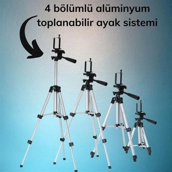 BUFFER® Taşıma Çantalı 130 cm Profesyonel Alüminyum Kamera Tripodu - 5