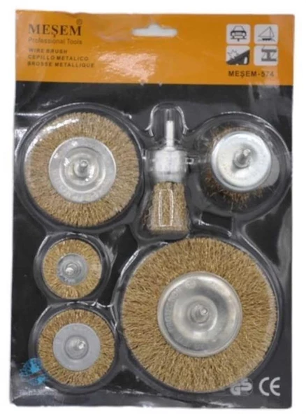 BUFFER® 6'lı Pimli Tel Fırça Seti Pas Yağ Kir Boya Yapışkan Çözücü - 8