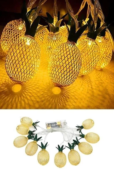 BUFFER® Dekoratif Pilli Pineapple Ananas Pilli Şerit Led Işık (1 Metre) - 9