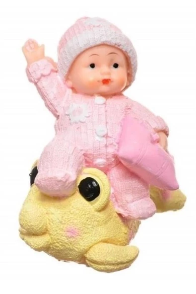 BUFFER® Decotown Hediyelik Sevimli Pembe Bebek Biblo Polyester Süs Eşyası - 3