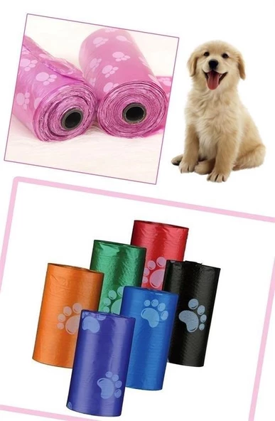 BUFFER® 4lü Evcil Hayvanlar Için Pati Desenli Kedi Köpek Kaka Poşeti Torbası - 10