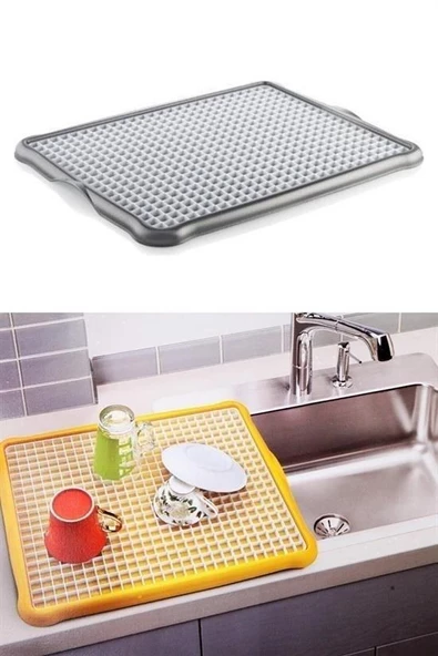 Pratik Lavabo Tezgah Üstü Bulaşık Kurutmalığı Süzmatik 22x40 cm - 9