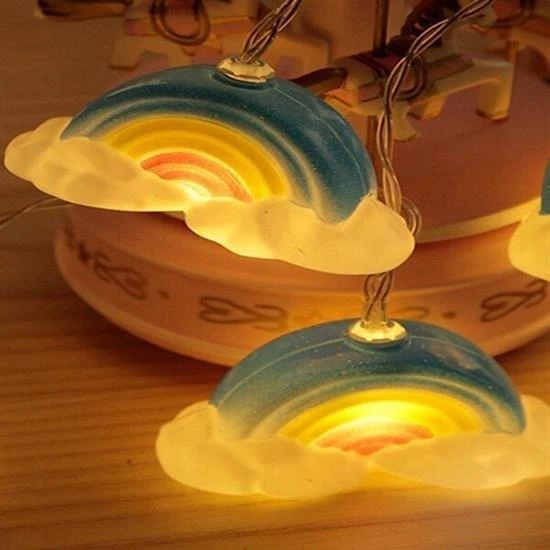 BUFFER® Dekoratif Şirin Gökkuşağı Pilli İp Şerit Led Işık Gece Lambası - 3