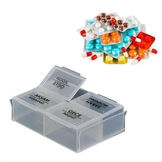 BUFFER® 4 Öğün Günlük Hap İlaç Saklama Taşıma Kutusu İlaç Hatırlatıcı - 2