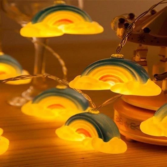 BUFFER® Dekoratif Şirin Gökkuşağı Pilli İp Şerit Led Işık Gece Lambası - 5