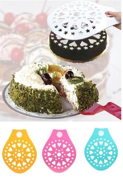 BUFFER® Dekoratif Desenli Pasta Süsleme Şablonu ve Pasta Taşıma Aleti - 6