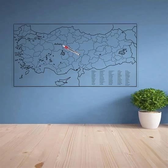 Yazılabilir Türkiye Haritası Manyetik Duvar Stickerı 110 x 56 cm - 3