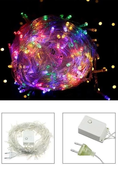 BUFFER® 10 Metre 100 Ledli 8 Fonksiyonlu Karışık Renkli RGB Led Lamba - 9