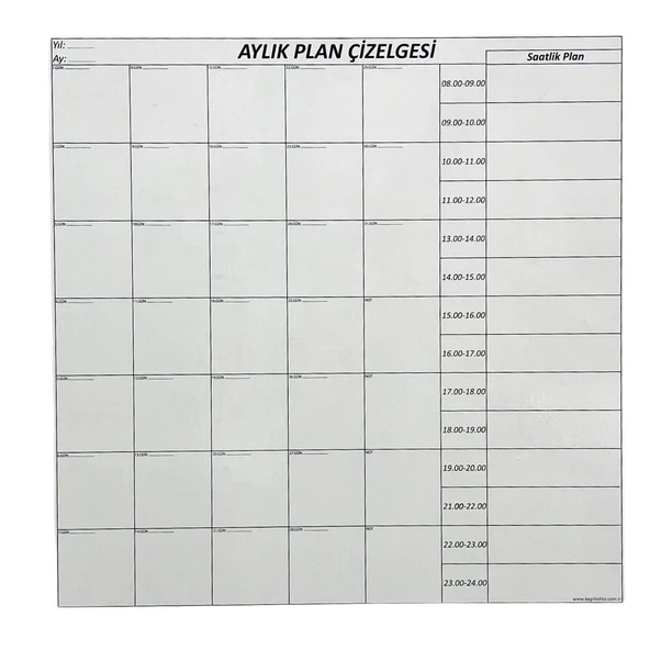 BUFFER® Aylık Planlayıcı Manyetik Duvar Stickerı Takvim Plan Çizelgesi