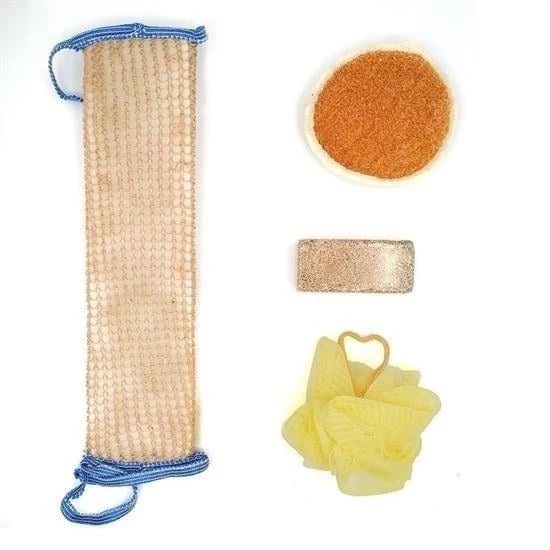 BUFFER® 4 Parçalı Banyo Duş Lifi Seti Vücut Sırt Yüz Lifi Ponza Taşı - 3
