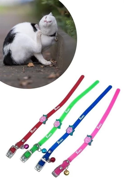 BUFFER® Çıngıraklı Zilli Sevimli Renkli Slikon Kedi Köpek Boyun Tasması - 2