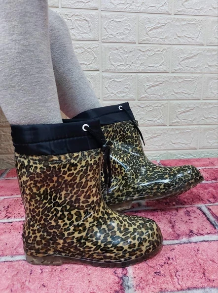 Çağrı Leopar Desenli İçi Kürklü Kız Çocuk Kar Yağmur Çizmesi - Resim 6