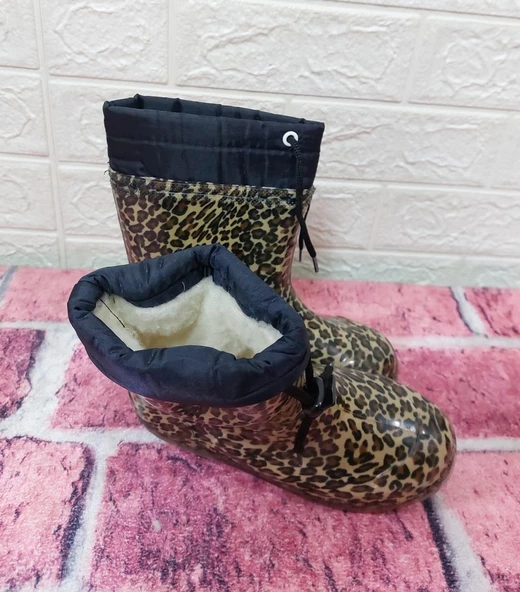 Çağrı Leopar Desenli İçi Kürklü Kız Çocuk Kar Yağmur Çizmesi - Resim 7