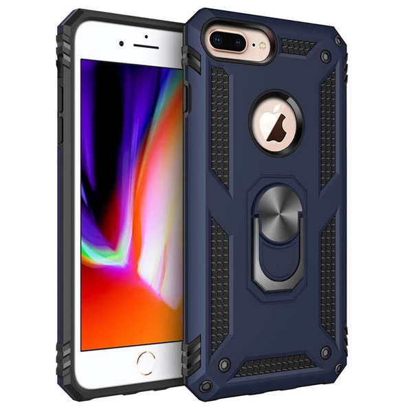 Apple iPhone 7 Plus Yüzüklü Tank Kılıf Lacivert