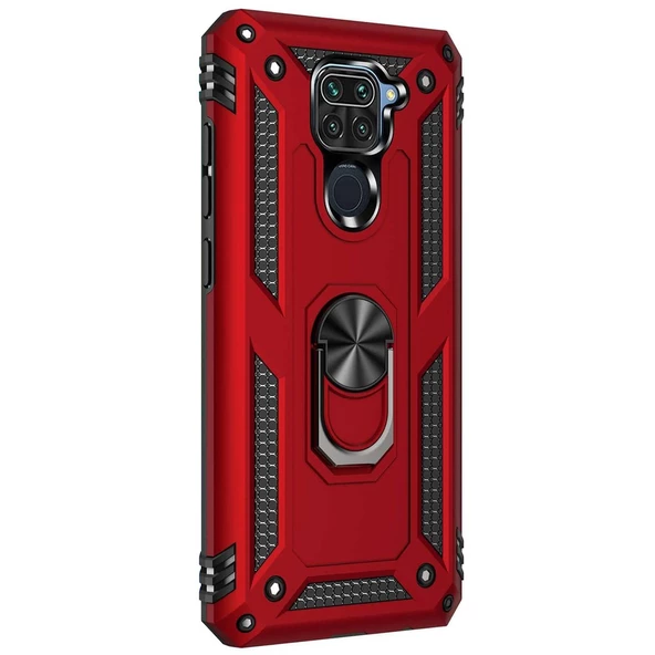 Xiaomi Redmi Note 9 Yüzüklü Tank Kılıf Bordo