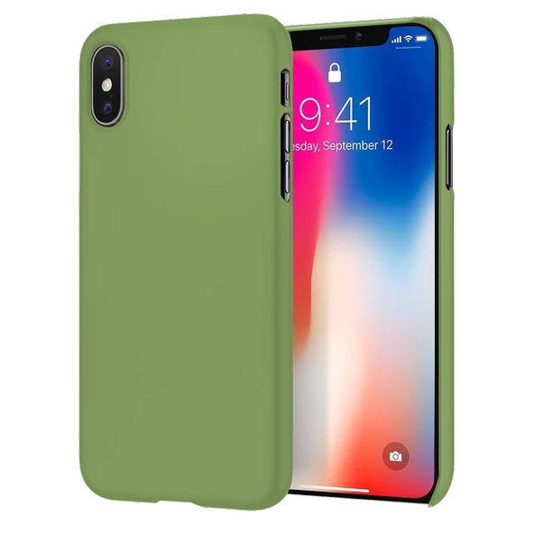 Apple iPhone X İnce Mat Silikon Kılıf Yeşil