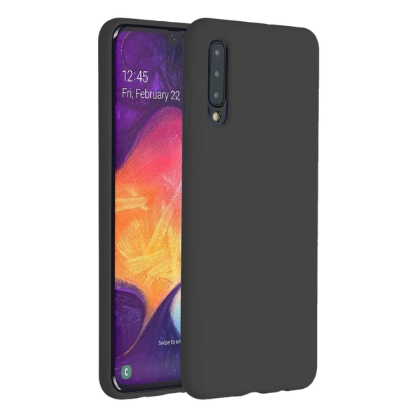 Samsung Galaxy A50 İnce Mat Silikon Kılıf Siyah