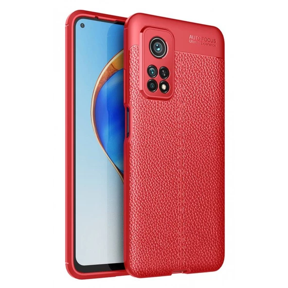 Xiaomi Mi 10T Pro Deri Görünümlü Silikon Kırmızı