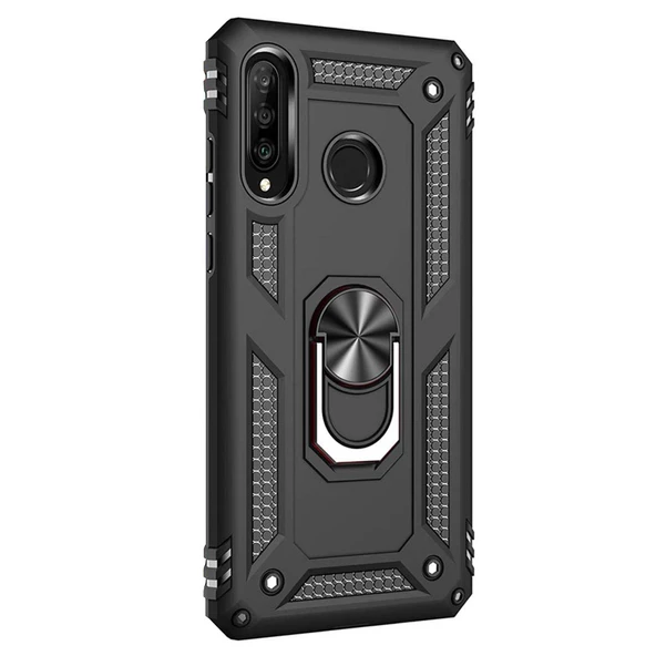 Huawei P30 Lite Yüzüklü Tank Kılıf Siyah