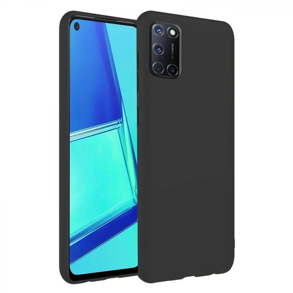 Oppo A52 İnce Mat Silikon Kılıf Siyah