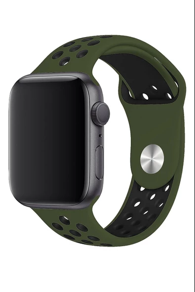 Apple Watch Series 2 44 MM Fileli Kordon Haki-Siyah - Resim 2