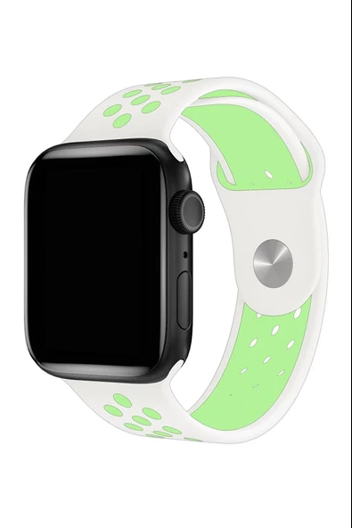 Apple Watch Series 5 38 MM Fileli Kordon Beyaz-Yeşil - Resim 2