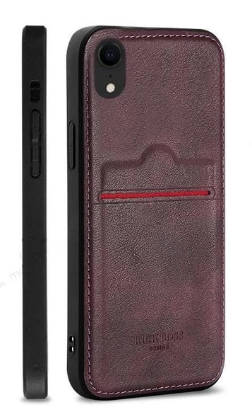 Xiaomi Redmi Note 8 Pro Kartlıklı Rich Boss Lüx Deri Kılıf Koyu Kırmızı