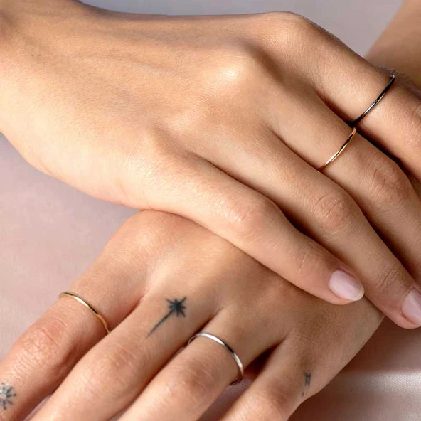 14k Sade Altın Aldante Tel Yüzük - Resim 4