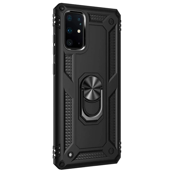 Samsung Galaxy S20 Plus Yüzüklü Tank Kılıf Siyah
