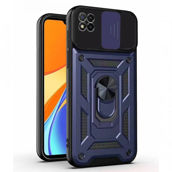 Kızaklı Tank Kılıf Xiaomi Redmi 9C Lacivert