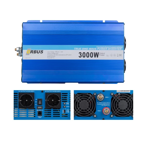 ORBUS 12 VOLT - 3000 WATT INTELLIGENT TAM SINUS INVERTER - 1